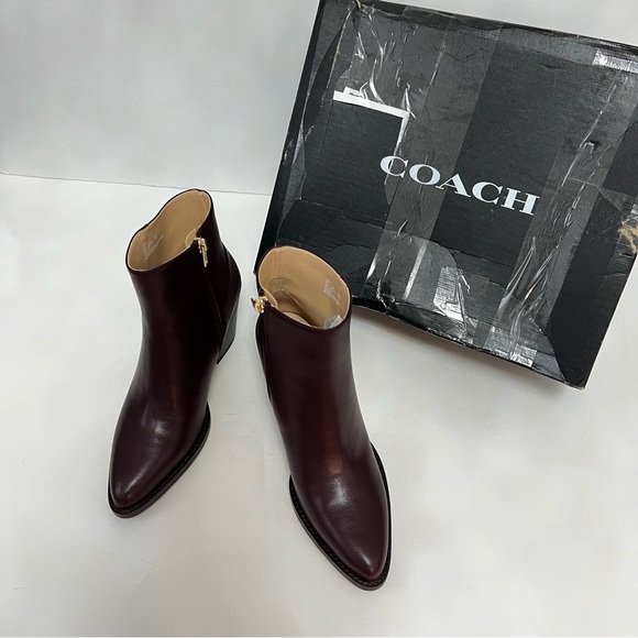 Coach Women Pacey Slip On Pointed Toe Ankle Booties- New In Box - Dark Cranberry - Picture 7 of 16